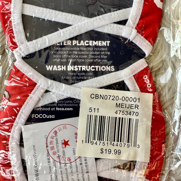 [NWT]  TWO PACKS (6) Licensed Ohio State Buckeyes Face Coverings Adult Size - Picture 3 of 9